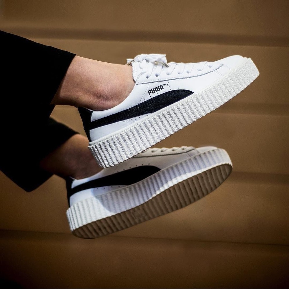 Puma by Rihanna creeper white and black shoes
